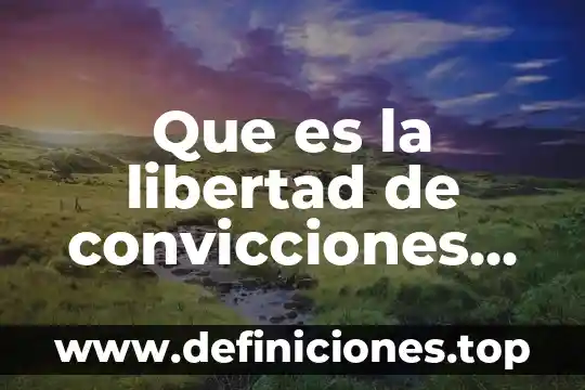 Que es valor de libertad 3 Que es la libertad de convicciones eticas