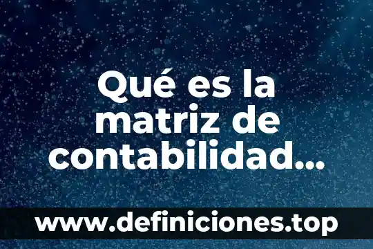 Que es emitidas en contabilidad 5 Qué es la matriz de contabilidad nacional