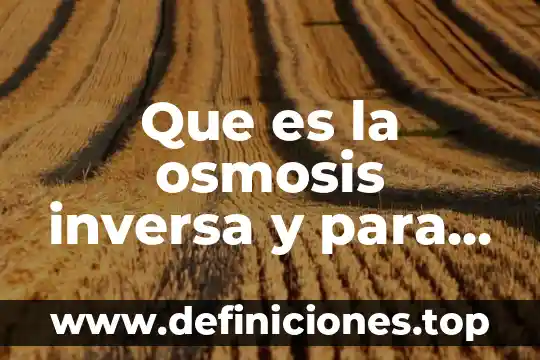Que es una matriz inversa aplicaciones 3 Que es la osmosis inversa y para que sirve