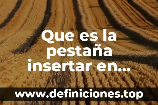 Que es la pestaña insertar en excel