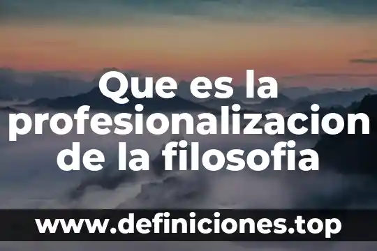 Que es la profesionalizacion de la filosofia