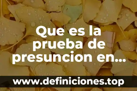 Que es la prueba de presuncion en derecho comercial