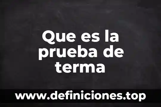 Prueba de revenimiento que es 3 Que es la prueba de terma