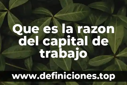 Que es el finaciamiento de capital de trabajo 4 Que es la razon del capital de trabajo