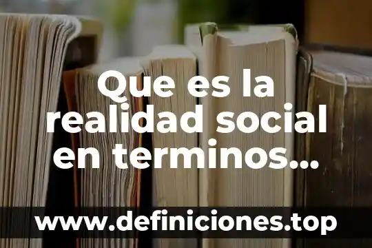 Que es la realidad social en terminos economicos