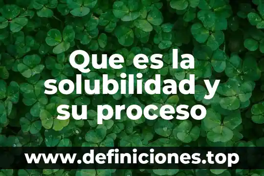 Que es la solubilidad y su proceso