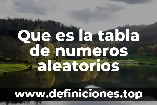 Que es la tabla de numeros aleatorios