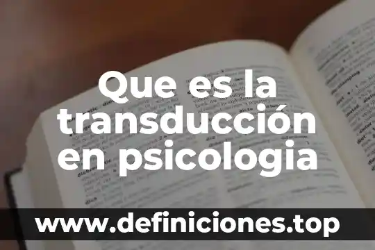 Que es la transducción en psicologia