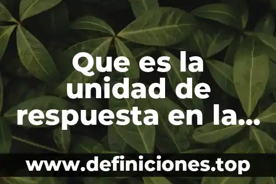 Que es la respuesta metabolica al estres articulos 4 Que es la unidad de respuesta en la escuela