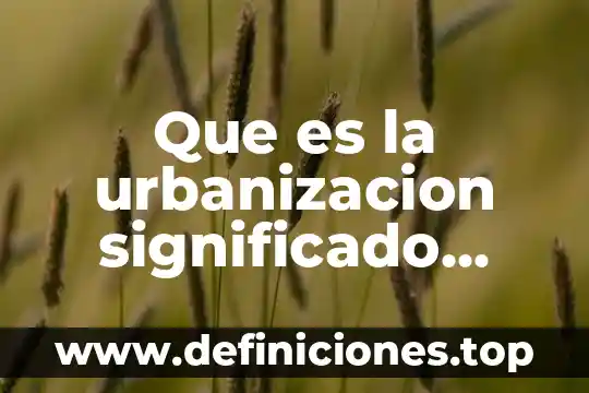 Proyecto definitivo de urbanización que es 4 Que es la urbanizacion significado histórico
