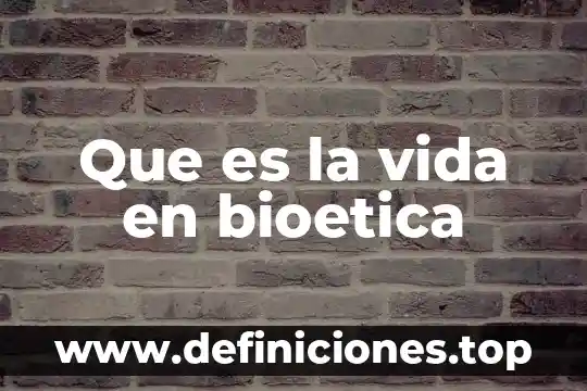 Que es la vida en bioetica