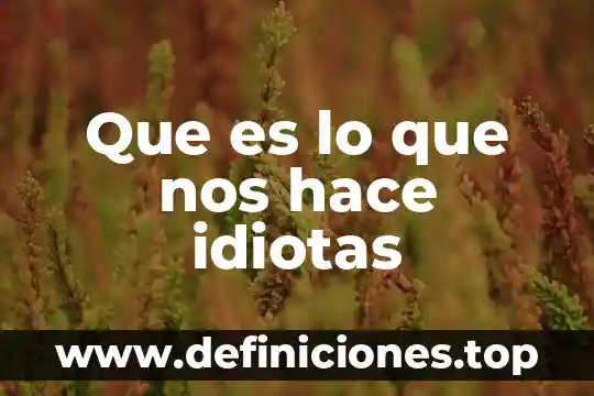 Que es lo que nos hace idiotas