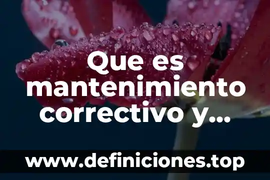 Que es algunas actividades economicas que realizan 7 Que es mantenimiento correctivo y sus actividades