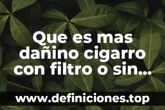 ¿Qué es más dañino el cigarrillo o el alcohol? 6 Que es mas dañino cigarro con filtro o sin filtro