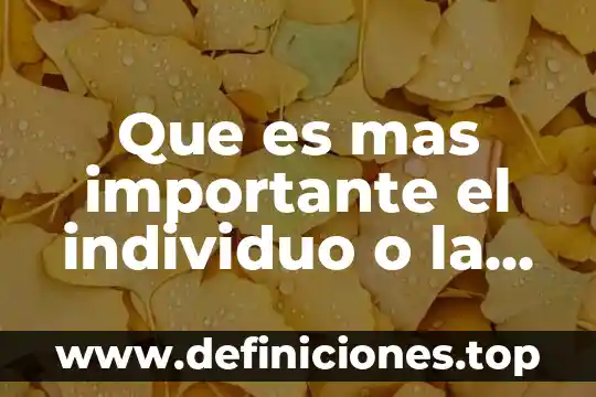 Que es individuo en individuo y sociedad 4 Que es mas importante el individuo o la sociedad ciencias