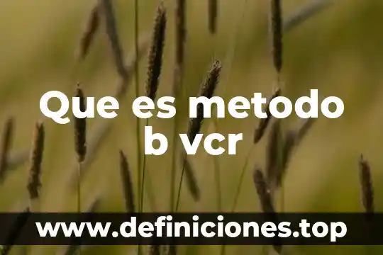 Que es metodo b vcr