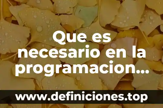 Que es necesario en la programacion orientada a objetos