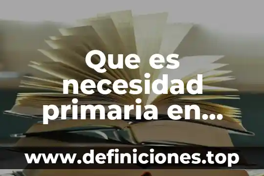 Que es necesidad primaria en economia
