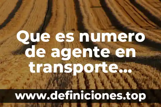 Que es red troncal de transporte 8 Que es numero de agente en transporte aereo