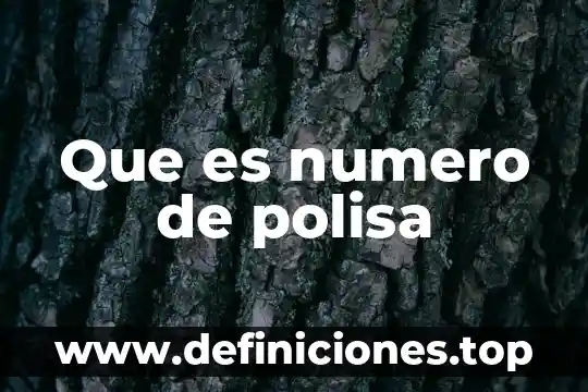 Que es numero de polisa