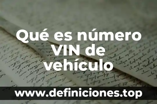 Qué es número VIN de vehículo