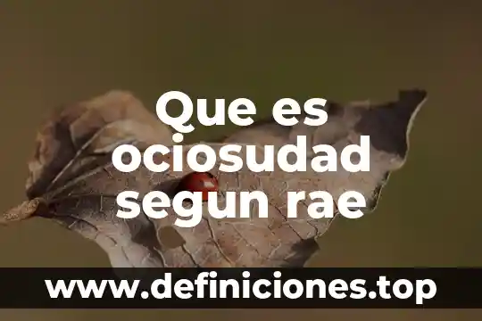 Que es ociosudad segun rae