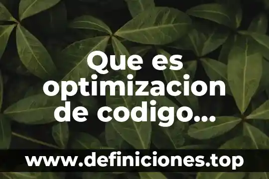 Que es optimizacion de recursos autores 3 Que es optimizacion de codigo intermedio