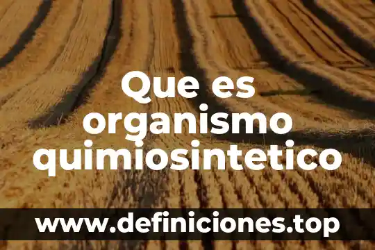 Que es organismo quimiosintetico