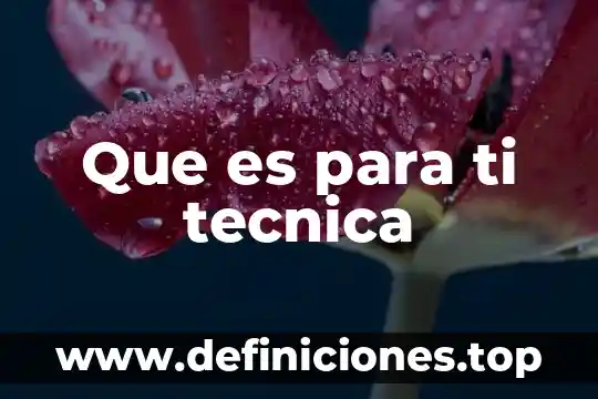 Para ti que es el sentido de la vida 4 Que es para ti tecnica