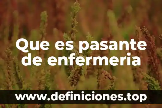 Que es pasante de enfermeria