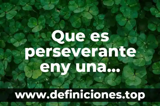 Que es perseverante eny una persona