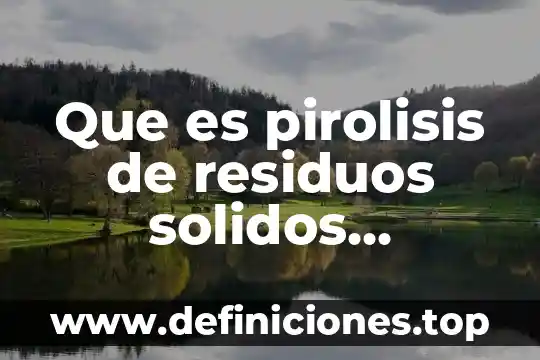 Que es pirolisis de residuos solidos salinidad