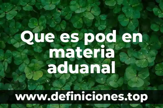 Proceso de despacho aduanal que es 6 Que es pod en materia aduanal