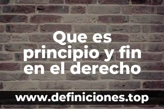 Que es principio y fin en el derecho