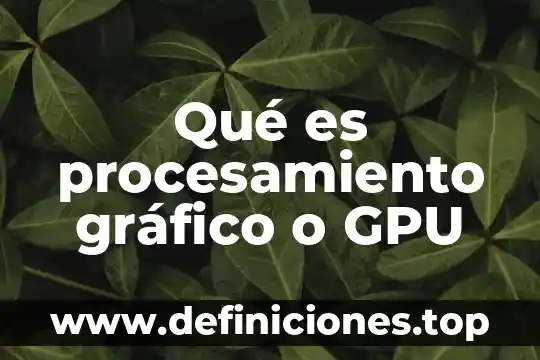Qué es procesamiento gráfico o GPU