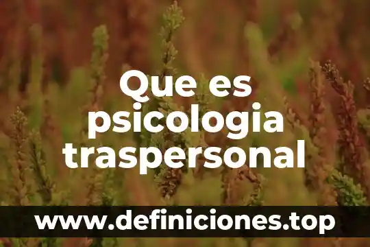 Que es psicologia traspersonal