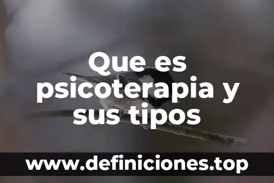 Que es psicoterapia y sus tipos