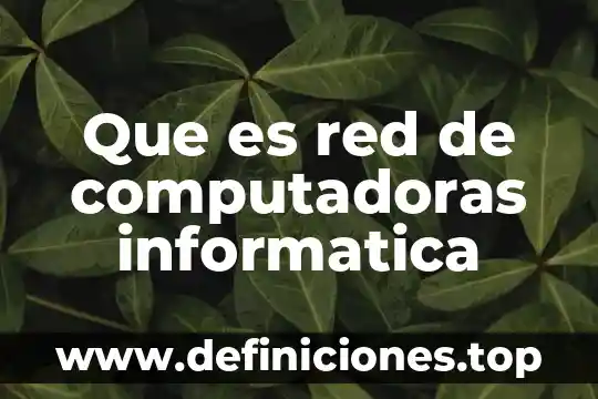 Que es red de computadoras informatica
