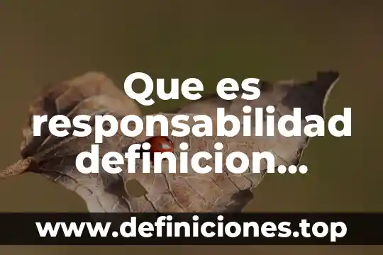 Que es responsabilidad definicion corta