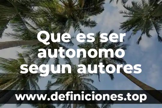 Que es ser autonomo segun autores
