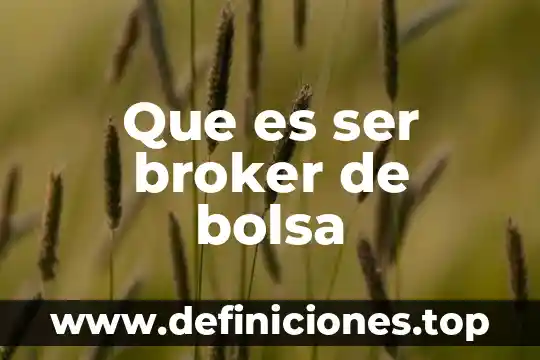 Que es ser broker de bolsa