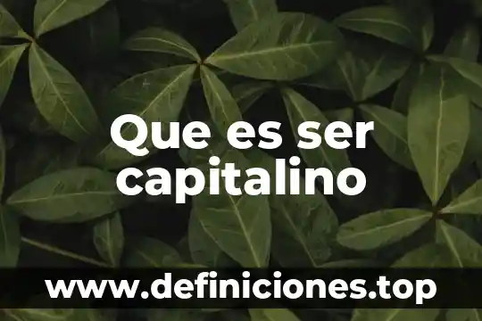 Que es ser capitalino