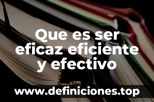 Que es ser eficaz eficiente y efectivo