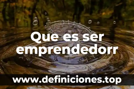 Que es ser emprendedorr