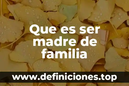 Que es ser madre de familia