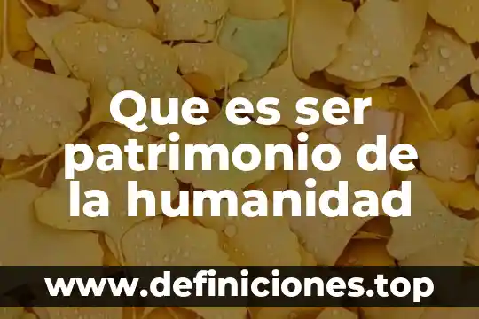 Que es ser patrimonio de la humanidad