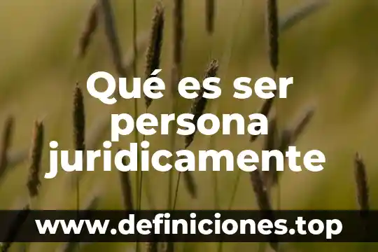 Qué es ser persona juridicamente
