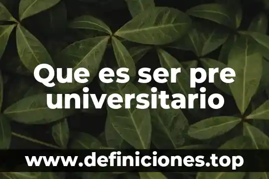 Que es ser pre universitario