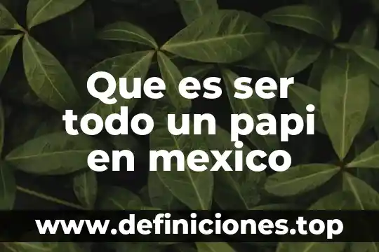 Que es ser todo un papi en mexico