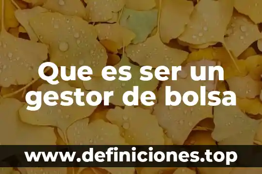 Que es ser un gestor de bolsa